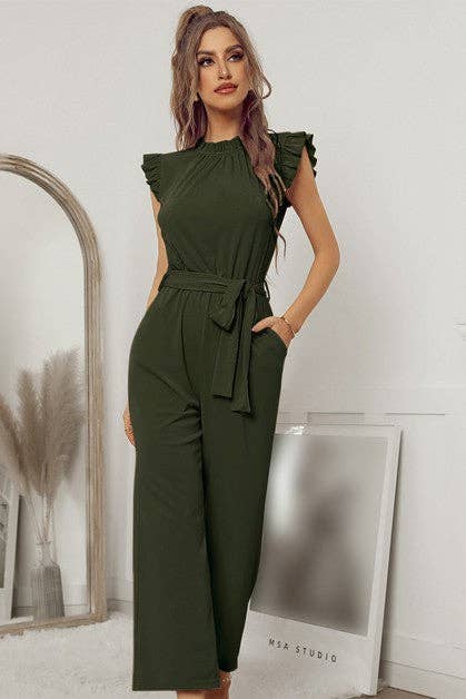 Supreme Fashion - Wholesale Jumpsuit - Women's - Mock Neck Sleeveless Ruffle Jumpsuit1