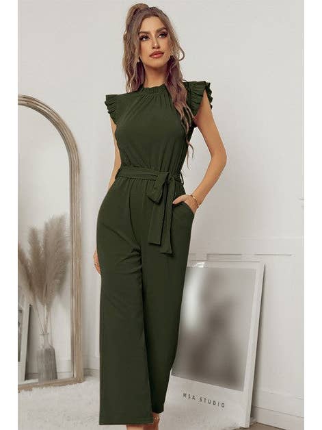 Supreme Fashion - Wholesale Jumpsuit - Women's - Mock Neck Sleeveless Ruffle Jumpsuit1