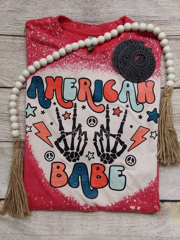 American Babe Bleached Tee for wholesale by Wanderlust Designs Wholesale
