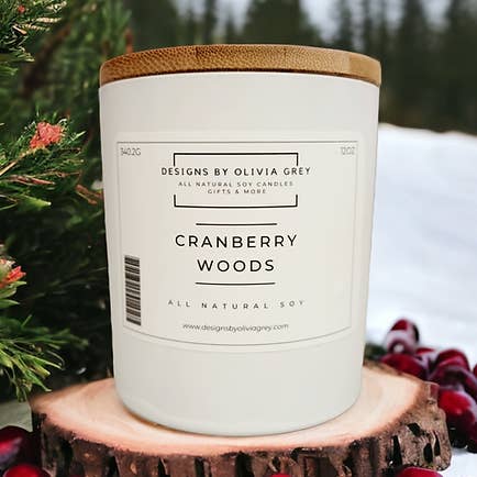 Cranberry Woods Natural Soy Candle | Non Toxic Candle for wholesale by Designs By Olivia Grey | All Natural Soy Candles