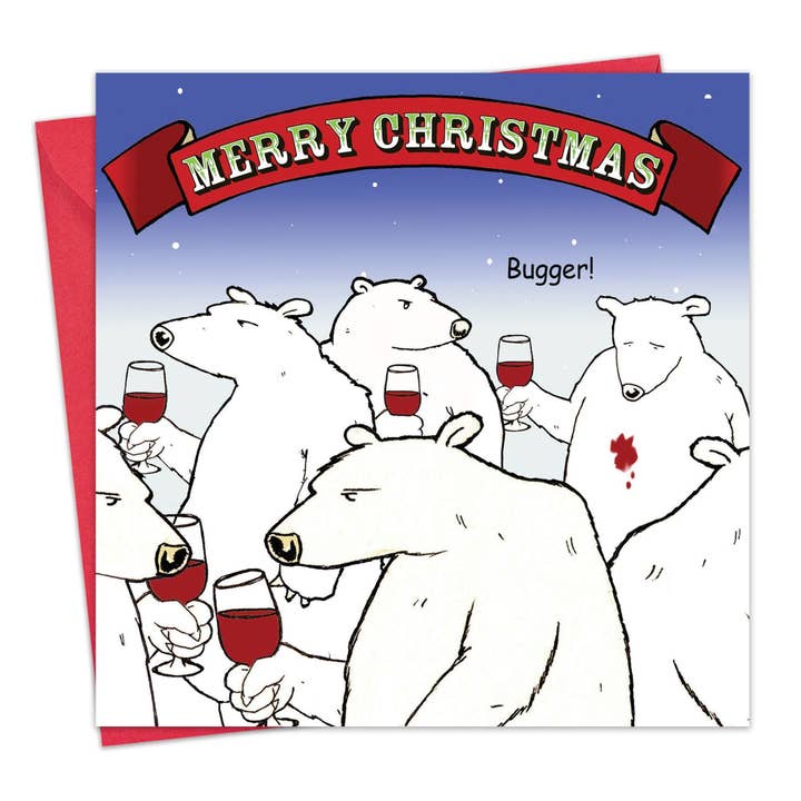 Bugger Bear - Funny Xmas Card for wholesale by Twizler Ltd
