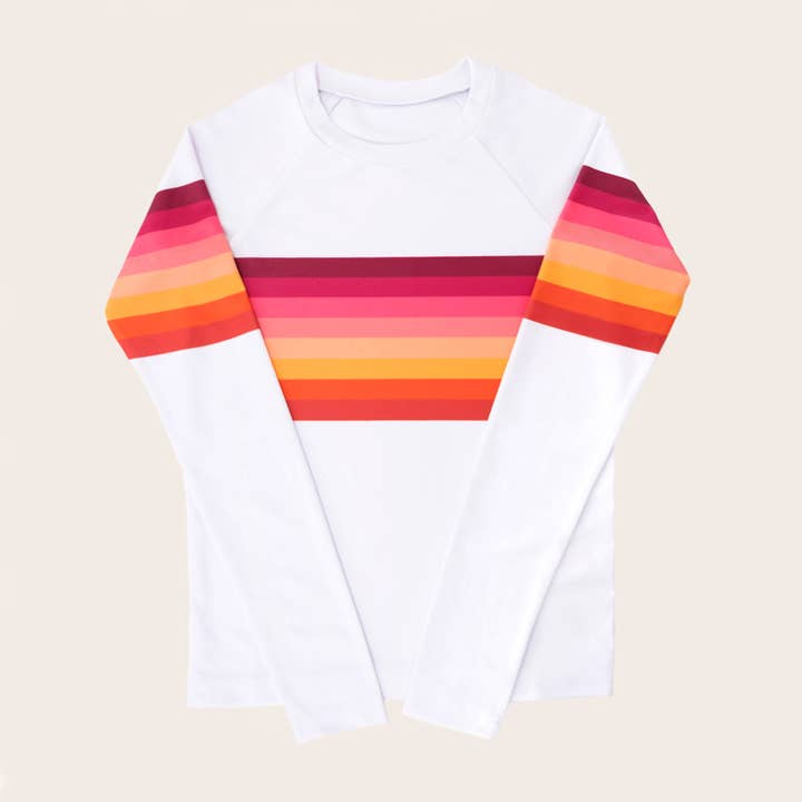 Sunset Beach Rainbow Rainbow Rash Guard per la vendita all'ingrosso da parte di Saint Ida
