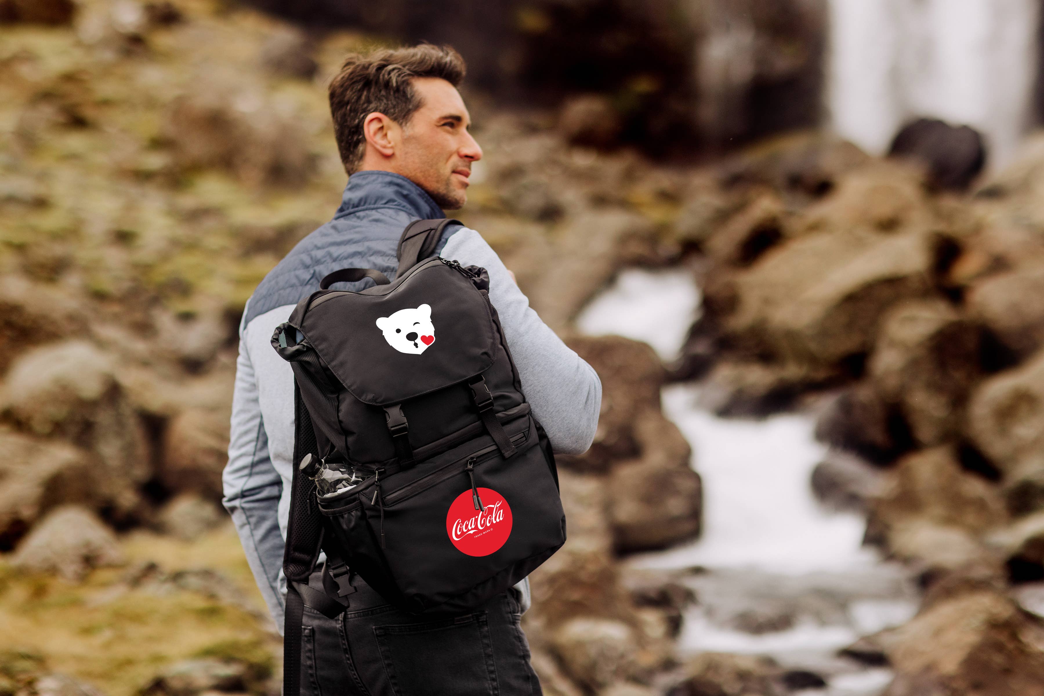 Carbon Black Coca-Cola Tarana Backpack Cooler for wholesale on Faire2