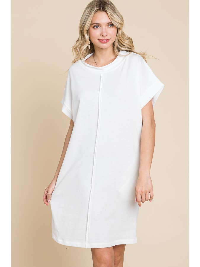 Culture Code - Wholesale Dress - Women's - CFD1293A - LOOSE HIGH NECK OUTSEAM SHIFT DRESS