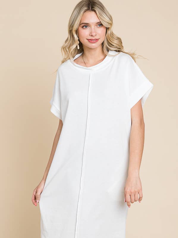 Culture Code - Wholesale Jurk - Dames - CFD1293A - LOOSE HIGH NECK OUTSEAM SHIFT JURK0