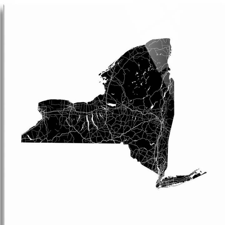 Minimalistic B&W New York State With|12x12 Glass Plaque for wholesale by Love Local