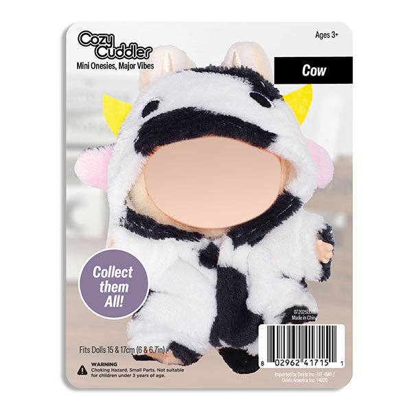 Outfit: Spotted Cow Onesie Costume for Dolls - Petite Threads x Cozy Cuddler for wholesale by Showcase