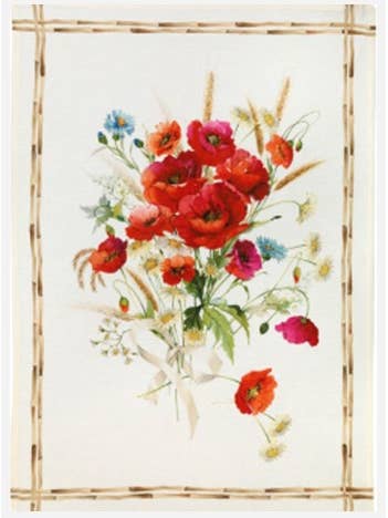 9PL-Italian Linen Print - Poppies Red for wholesale by Mierco European Linens
