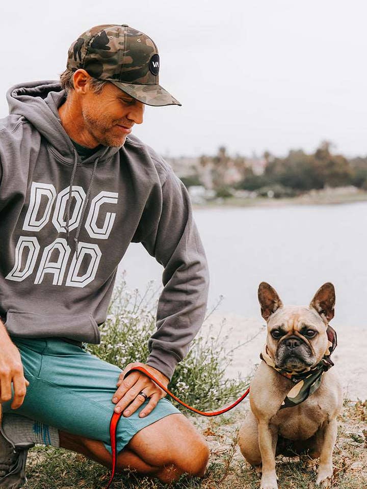 Dog Dad White Print Slate Hoodie for wholesale by PAWZ