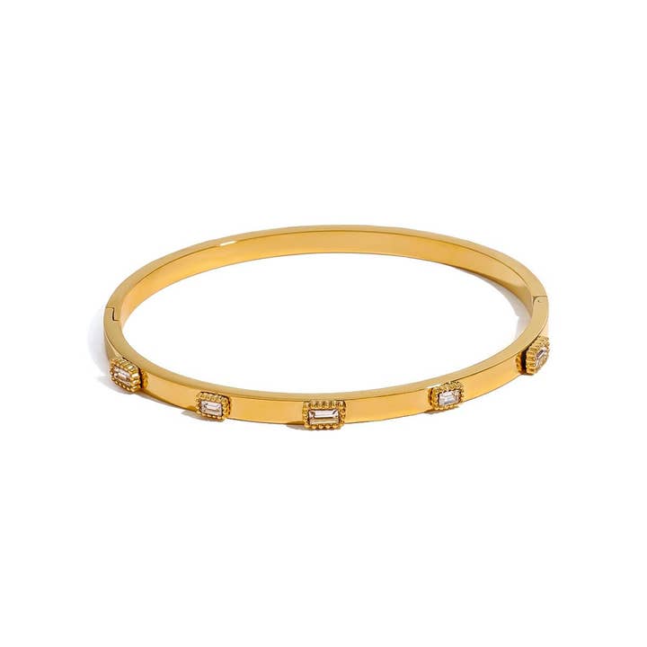 Savvy Bling - Wholesale Bangle Bracelet - Cz Zircon Gold Bangle Bracelet Waterproof4