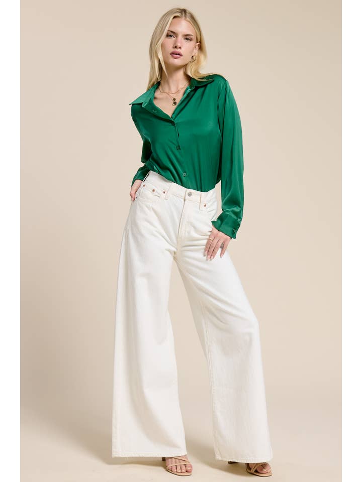 Mimosa - Vente Chemisier – femme - Blouse en satin soyeux à boutons1