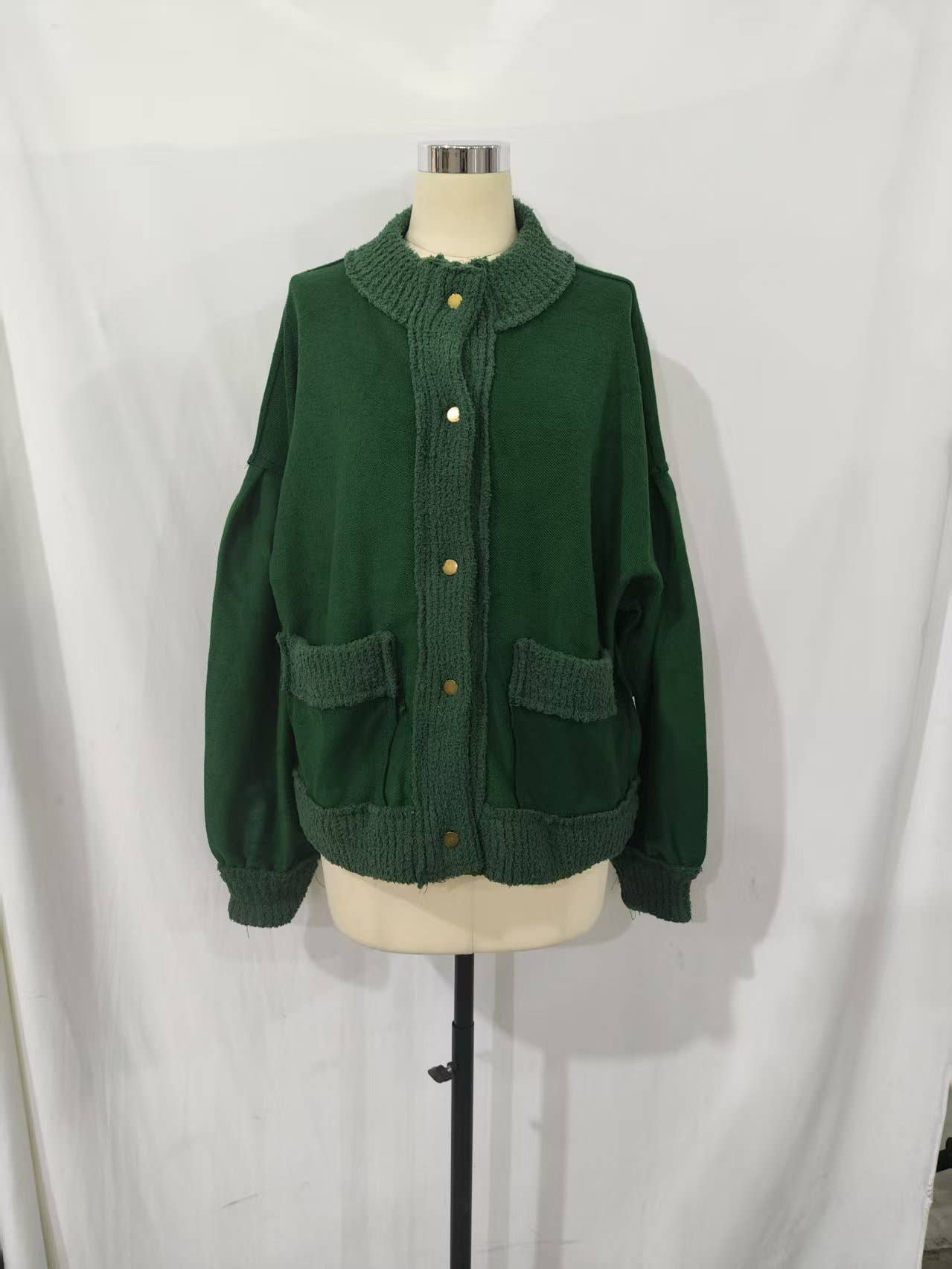 Rosa Clothing - Wholesale Cardigan - Women's - Cozy slouchy boxy drop-shoulder sleeves cardigan16