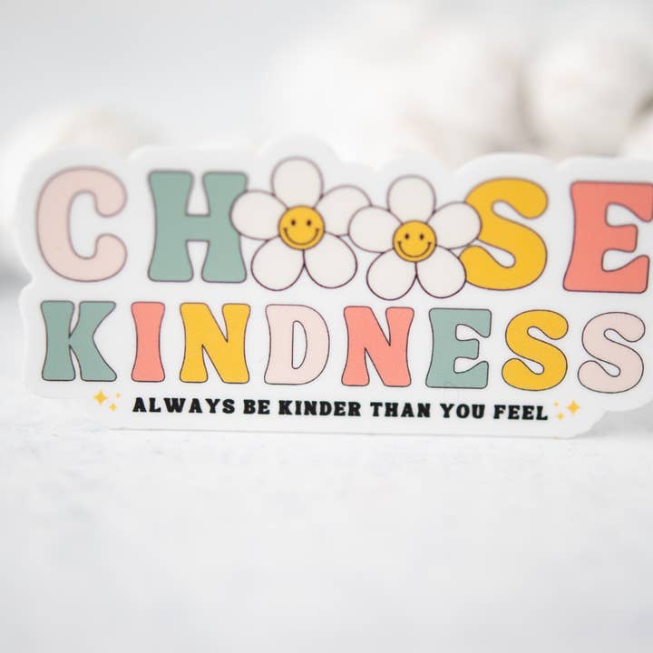 Choose Kindness, Pastel Floral Vinyl Sticker, 3x3 in for wholesale by Savannah and James Co