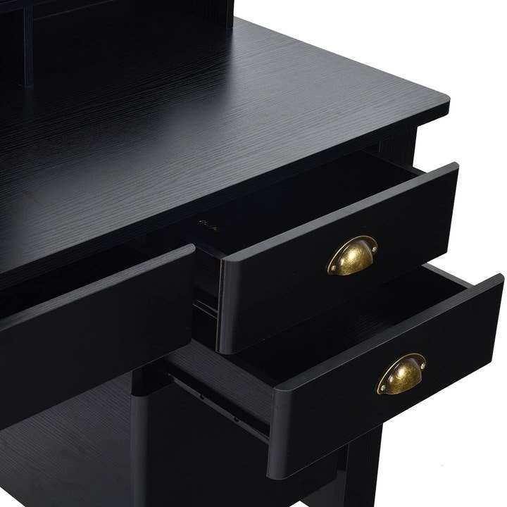 Matte Black Desk with Drawers and Hutch for wholesale on Faire