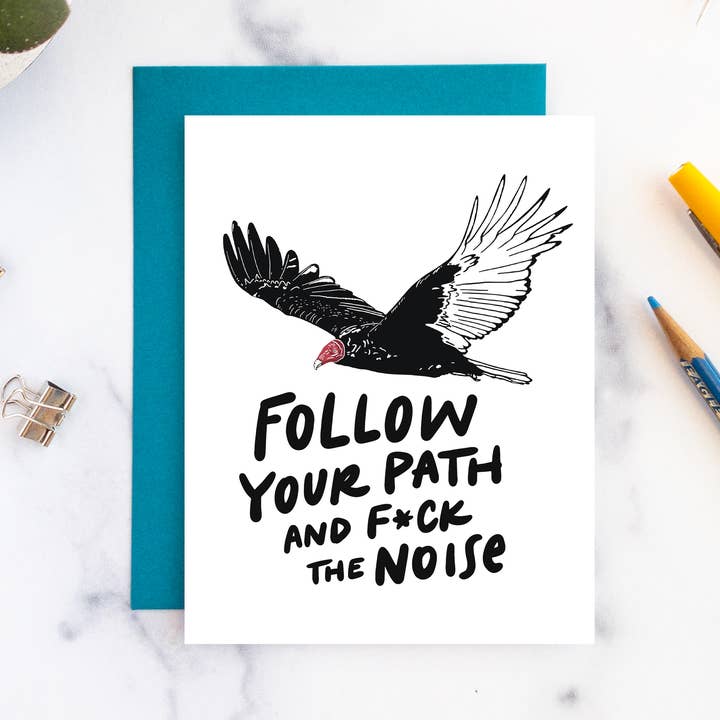 Segue o Teu Caminho Abutre-de-Cabeça-Vermelha - Cartão de Cumprimentos A2 por atacado de Billie Claire Illustration (Handmade)