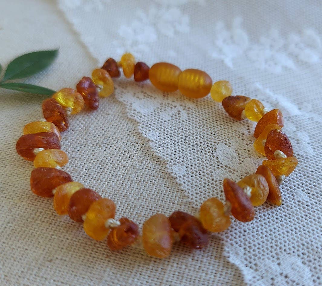 Amber Auksas - Wholesale Bangle Bracelet - Kids & Baby - Raw Honey Cognac Baltic Amber Bracelet ♥ w/ Tag & COA ♥ GIA2