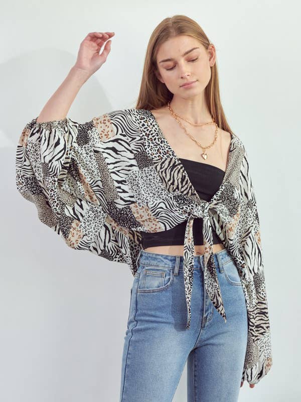 DYR ZEBRA PRINT CARDIGAN -KRT1598-1 for engroshandel hos JADE BY JANE