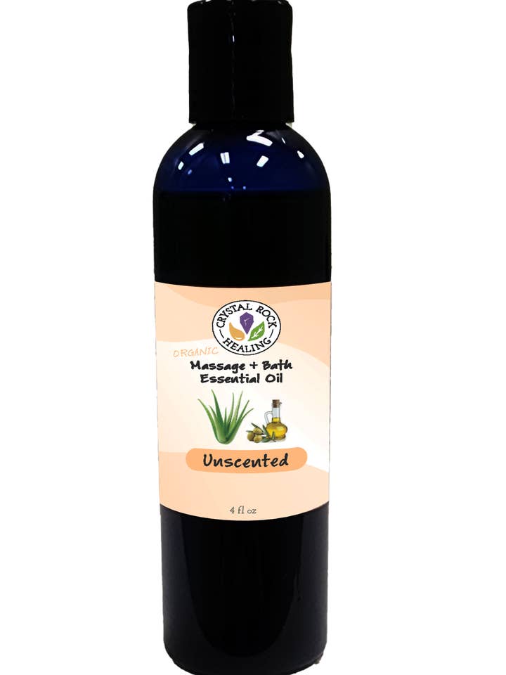 Unscented Massage and Bath Oil for wholesale by Crystal Rock Healing, LLC