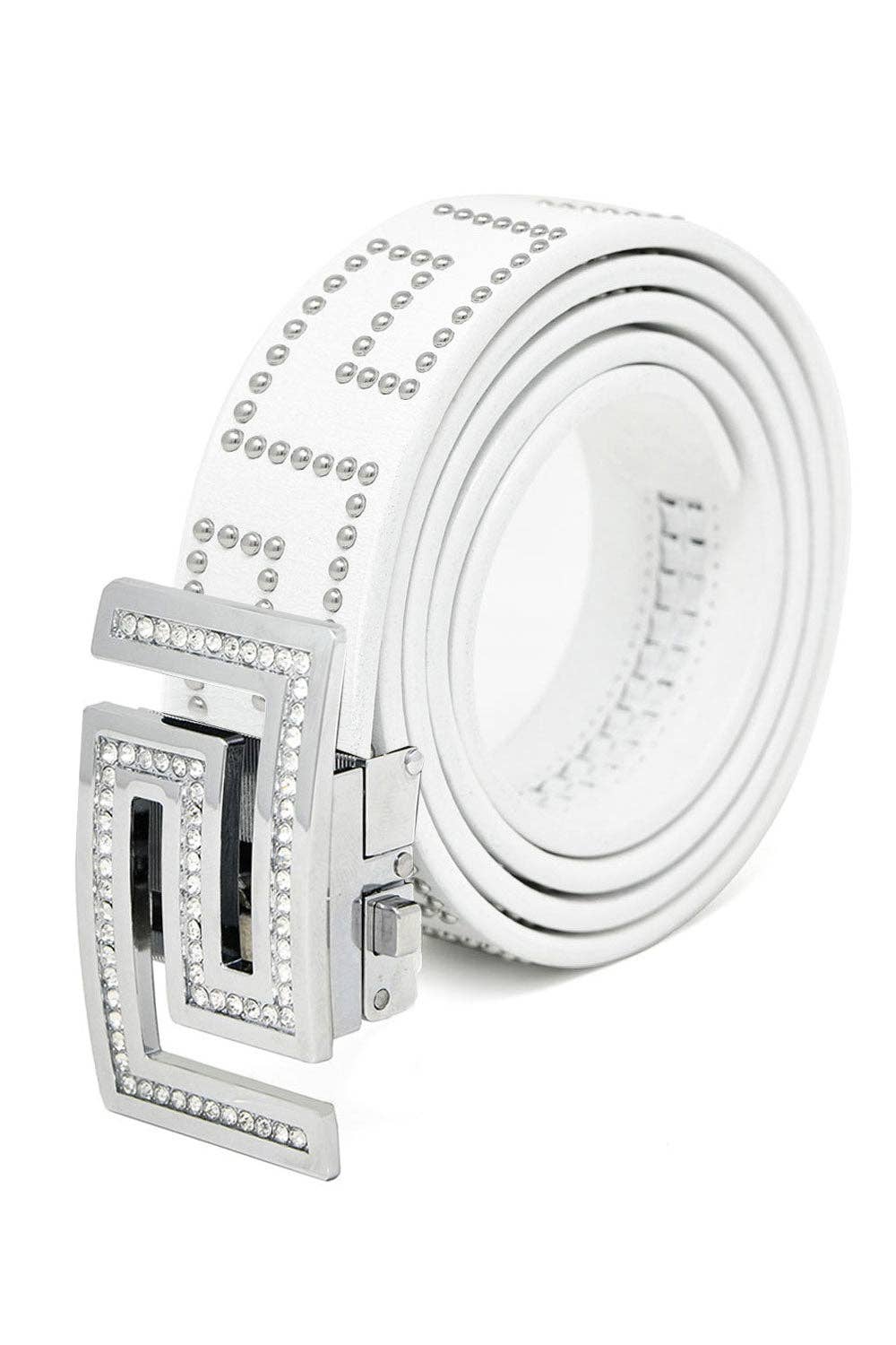 BARABAS - Wholesale Belt - Women's - Rhinestone Greek Pattern Buckle Belts BK8143