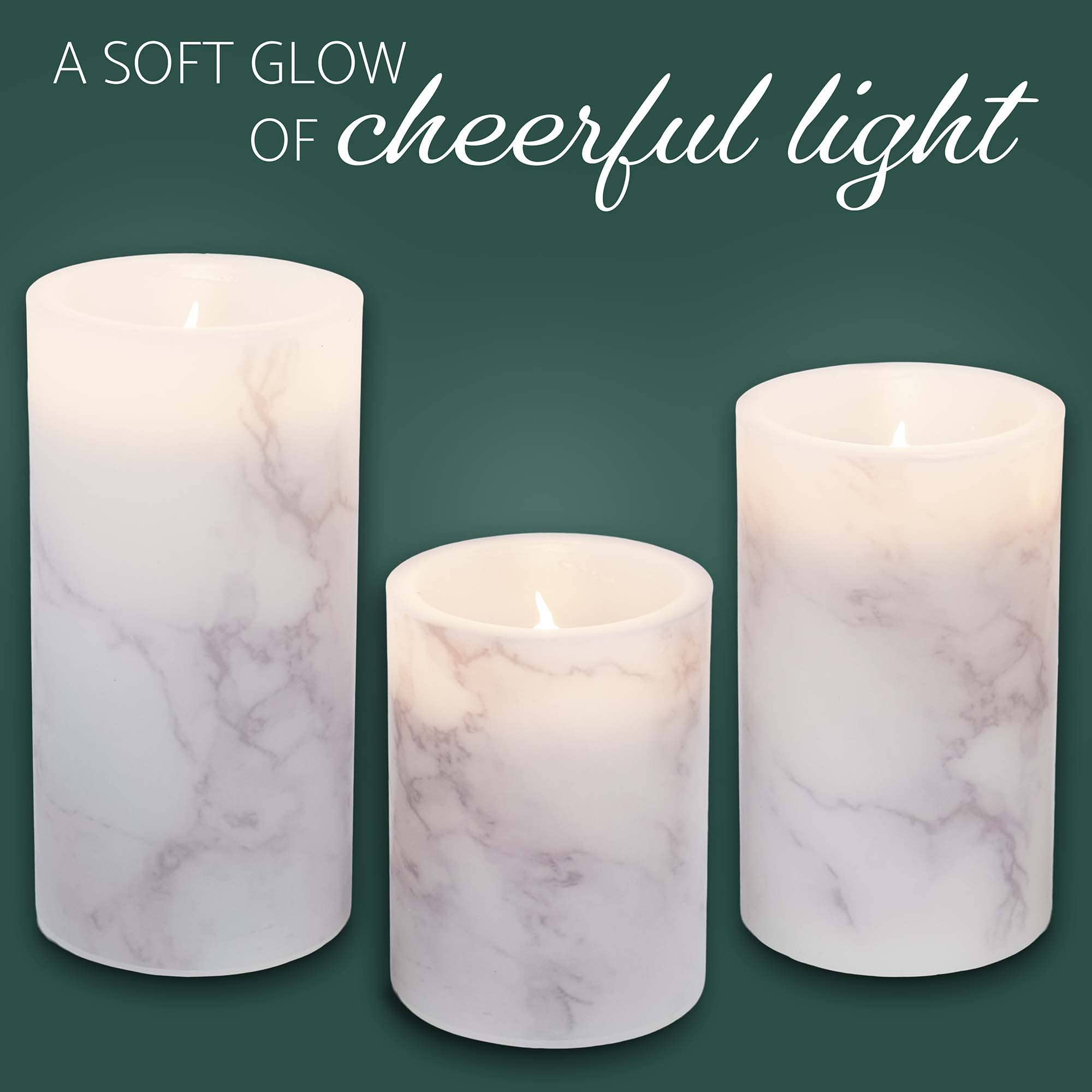 EAST AVENUE – wholesale Flameless candle – Marbled White and Gray 6 inch Flameless Candles Set of 32