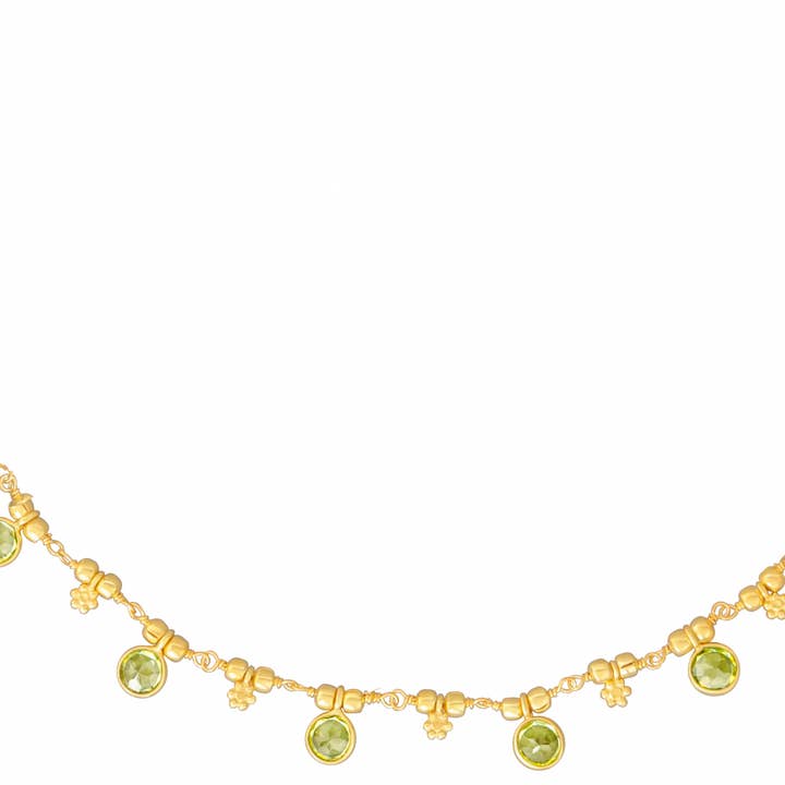 Manali Peridot Charm Necklace for wholesale by POMEGRANATE