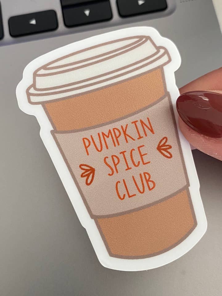 Pumpkin Spice Club Vinyl Sticker | Pumpkin Spice Latte Sticker | Pumpkin Spice Laptop Decal | Cute Food Stationary | Vinyl Waterproof Decal for wholesale by Papi Hour