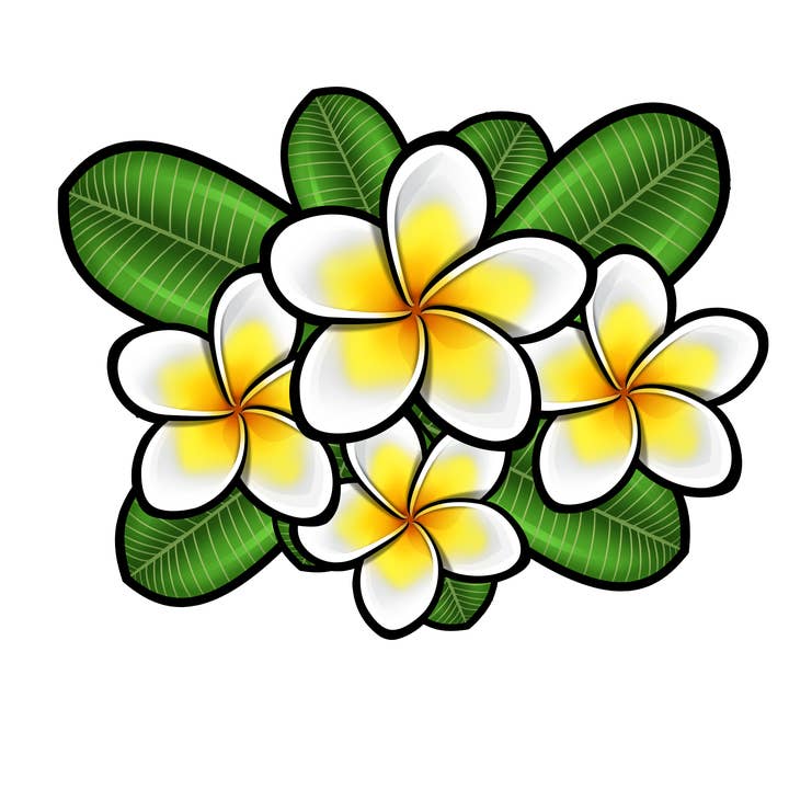 Flower Sticker - 50 Plumeria Cluster Stickers for wholesale by Aurora Stickers