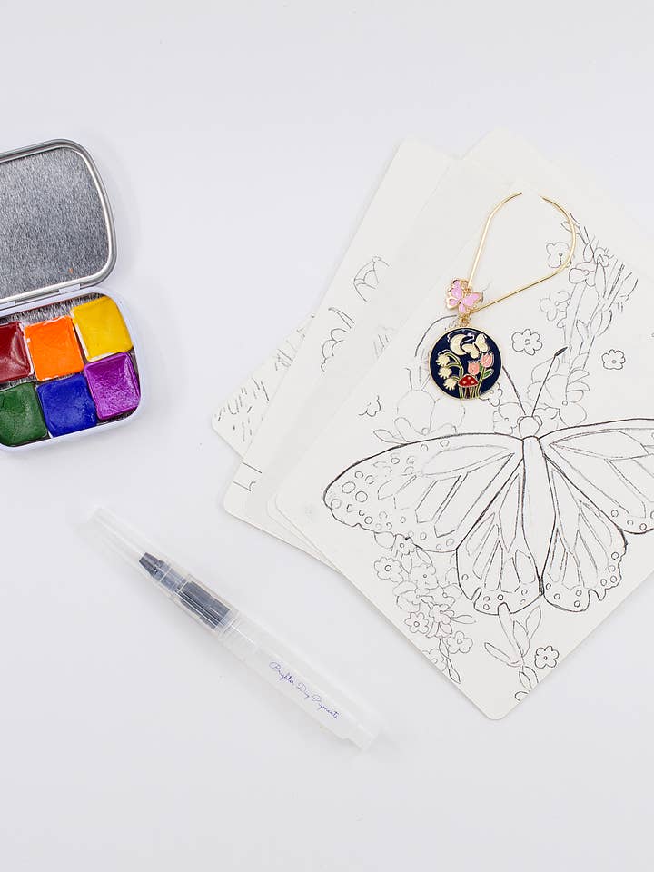 DIY Handmade Watercolor Postcard Kit in Floral Travel Pouch for wholesale by Brighter Day Pigments