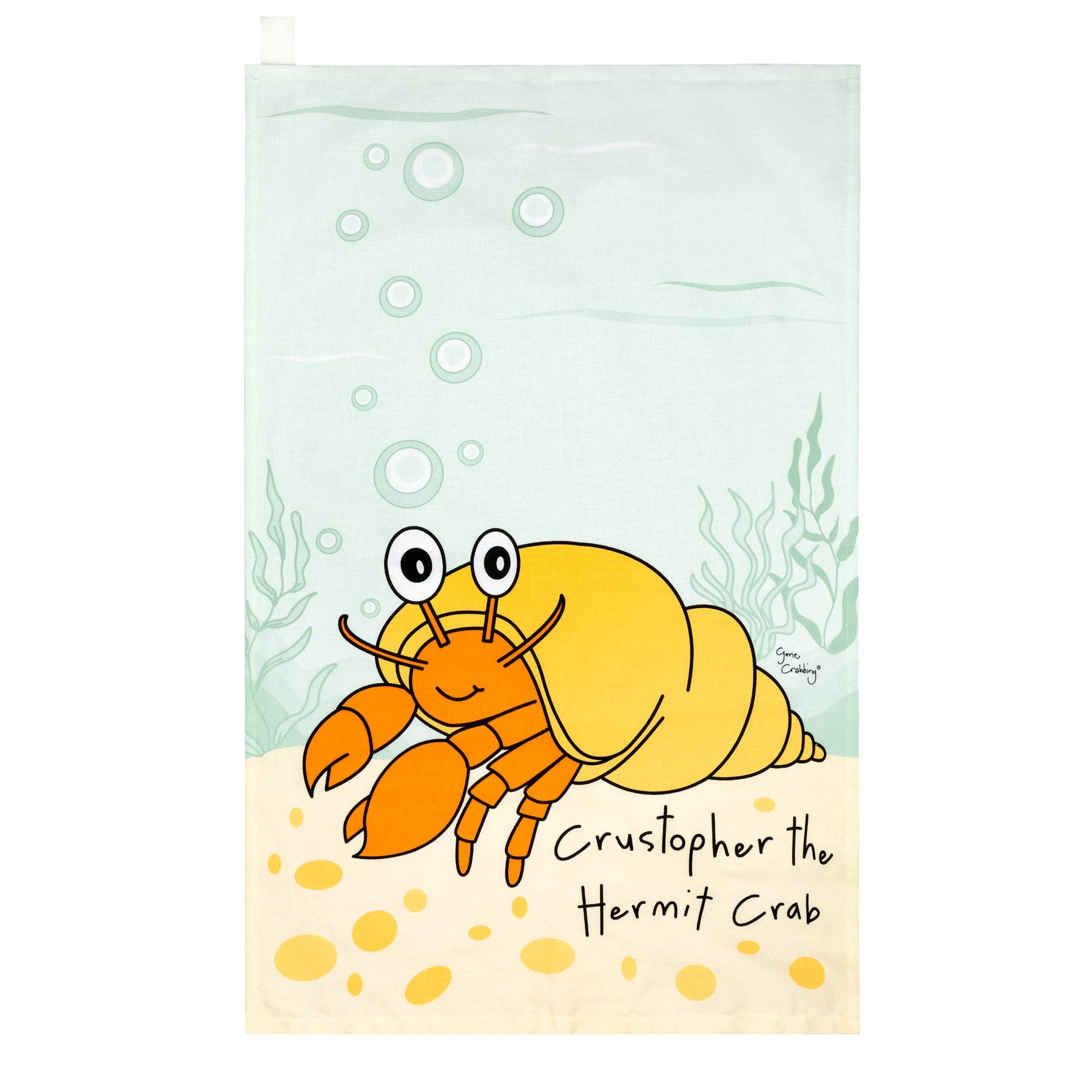 Gone Crabbing – wholesale Tea towel – Crustopher the Hermit Crab Tea Towel0