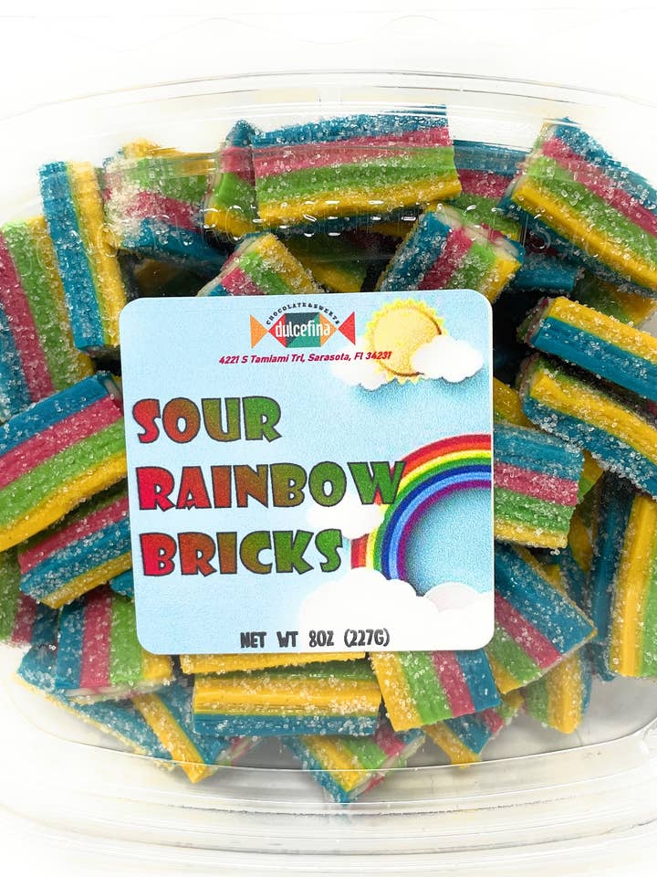 Sour Rainbow Bricks 7oz Tub for wholesale by Dulcefina Chocolate and Sweets