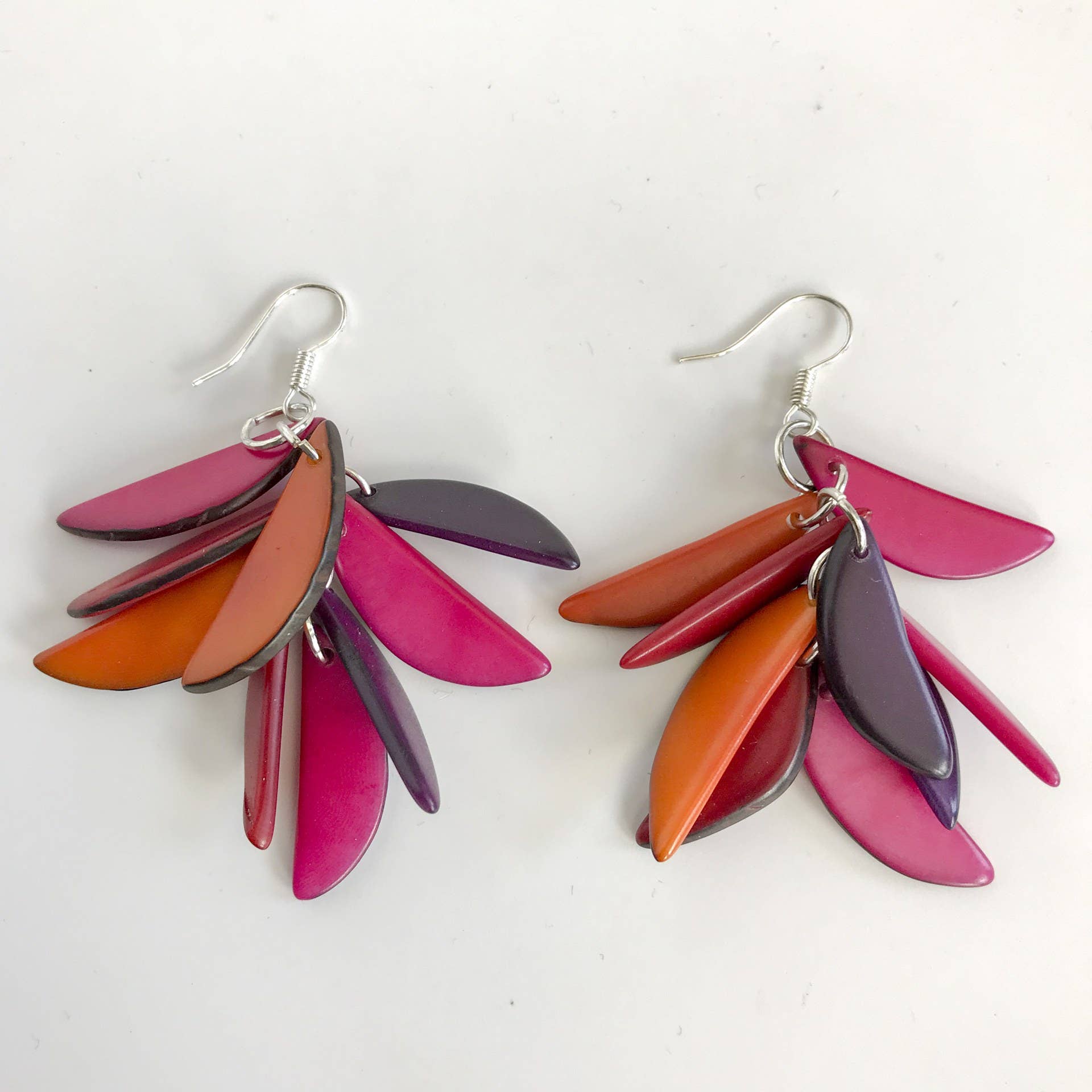 Belart Fair Trade - Wholesale Dangle Earrings - Tagua 9 Fragments Cascade Lua Earrings1