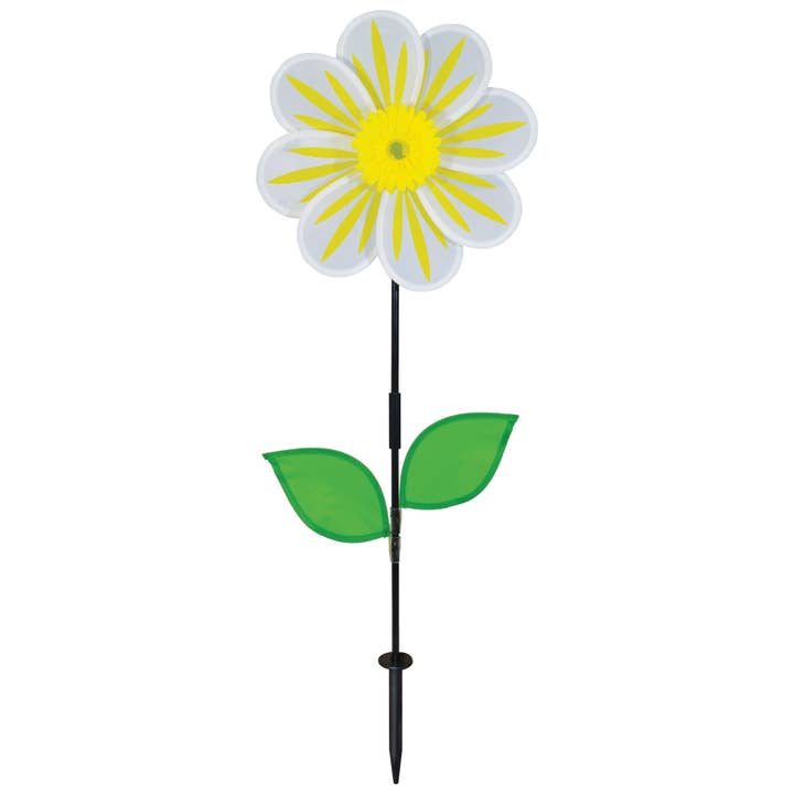 13" White Daisy Flower Spinner for wholesale by In the Breeze, LLC.