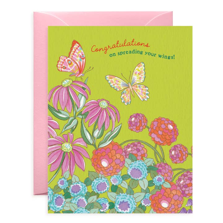 Butterfly & Flowers | Congratulations Card | New Beginnings for wholesale by O.O.M.F. Creative