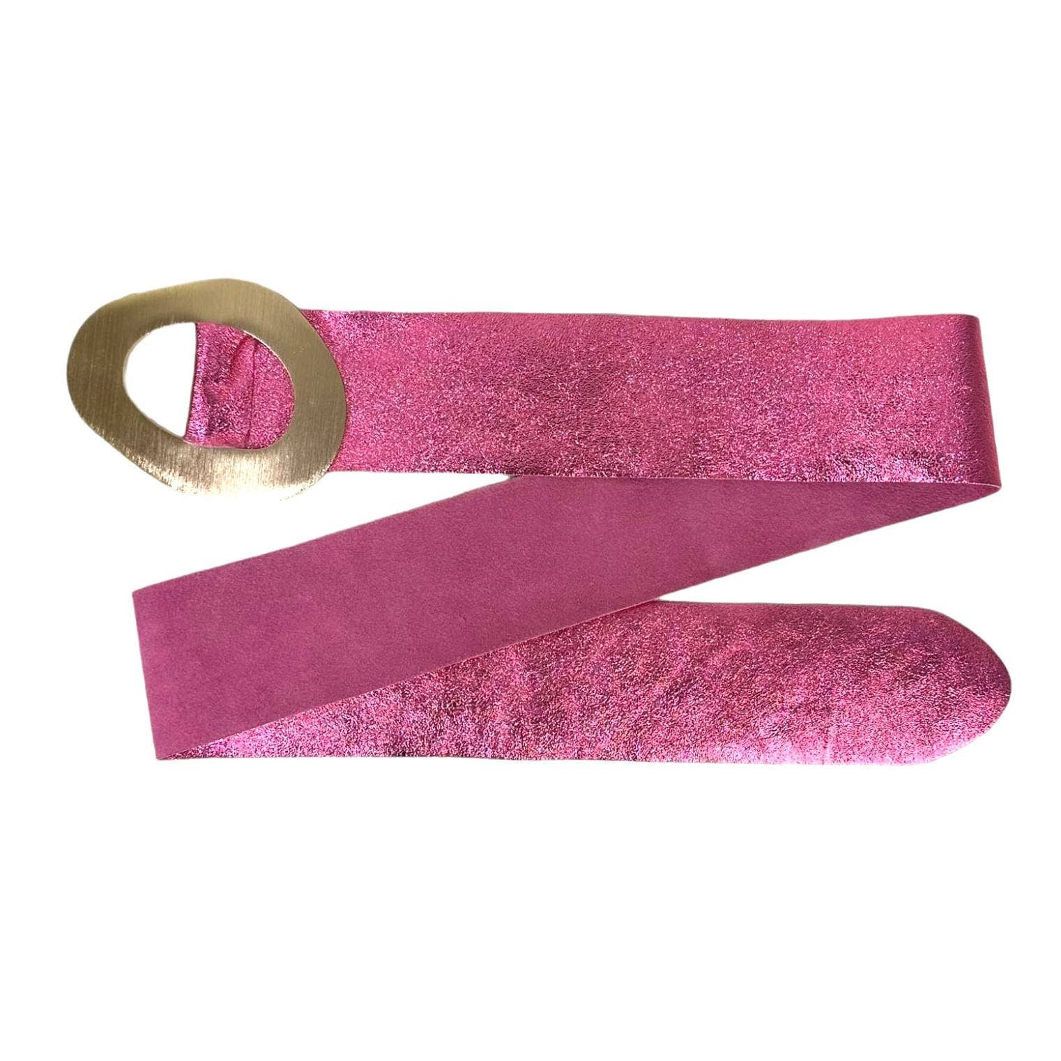 Chenson & Gorett - Wholesale Belt - Women's - Metallic Belt Cow Suede Leather with Wide Buckle B2B11