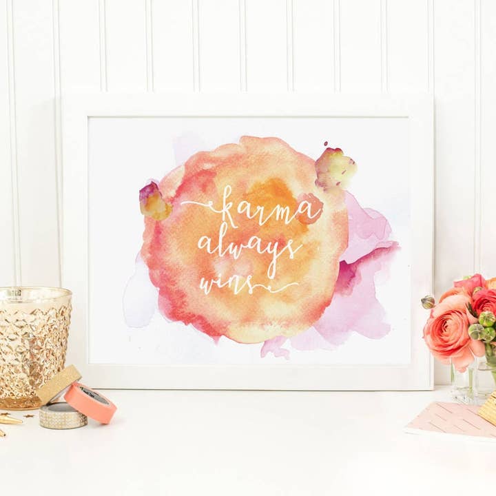 Karma Always Wins Watercolour Print - Inspirational Print for wholesale by More Than Words