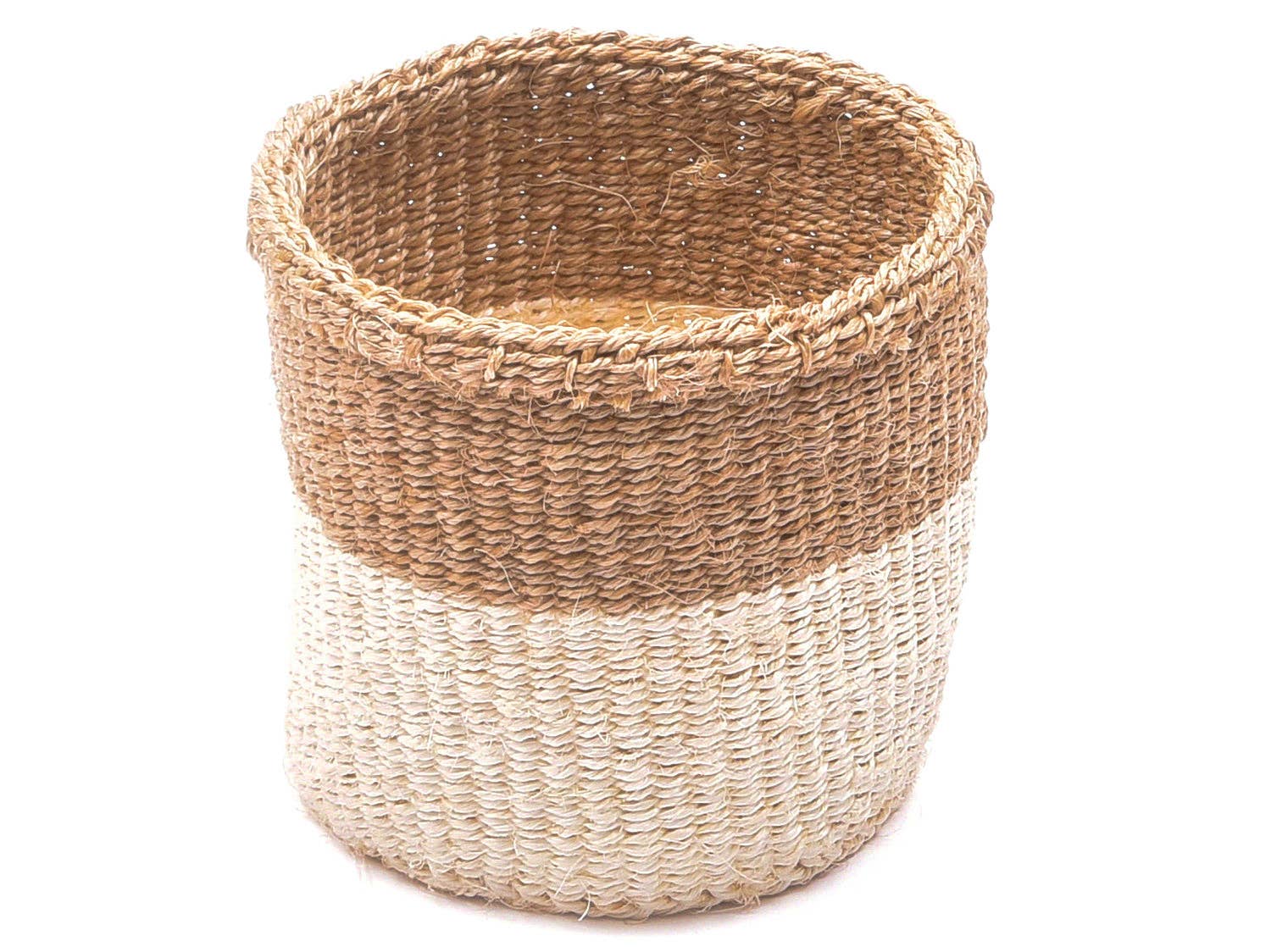 Natural CHAMA: Khaki & White Colour Block Storage Basket | Plant Pot Cover | Desk Tidy | Blanket Storage for wholesale on Faire2