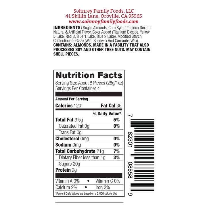 Sohnrey Family Foods LLC - Wholesale Hard Candy - Jordan Almonds Christmas Mix 4 oz2