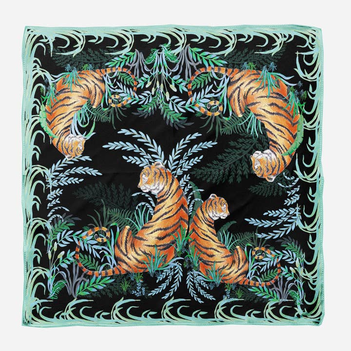 70 x 70cm Tigre Negro Scarf for wholesale by Florentina Fischer