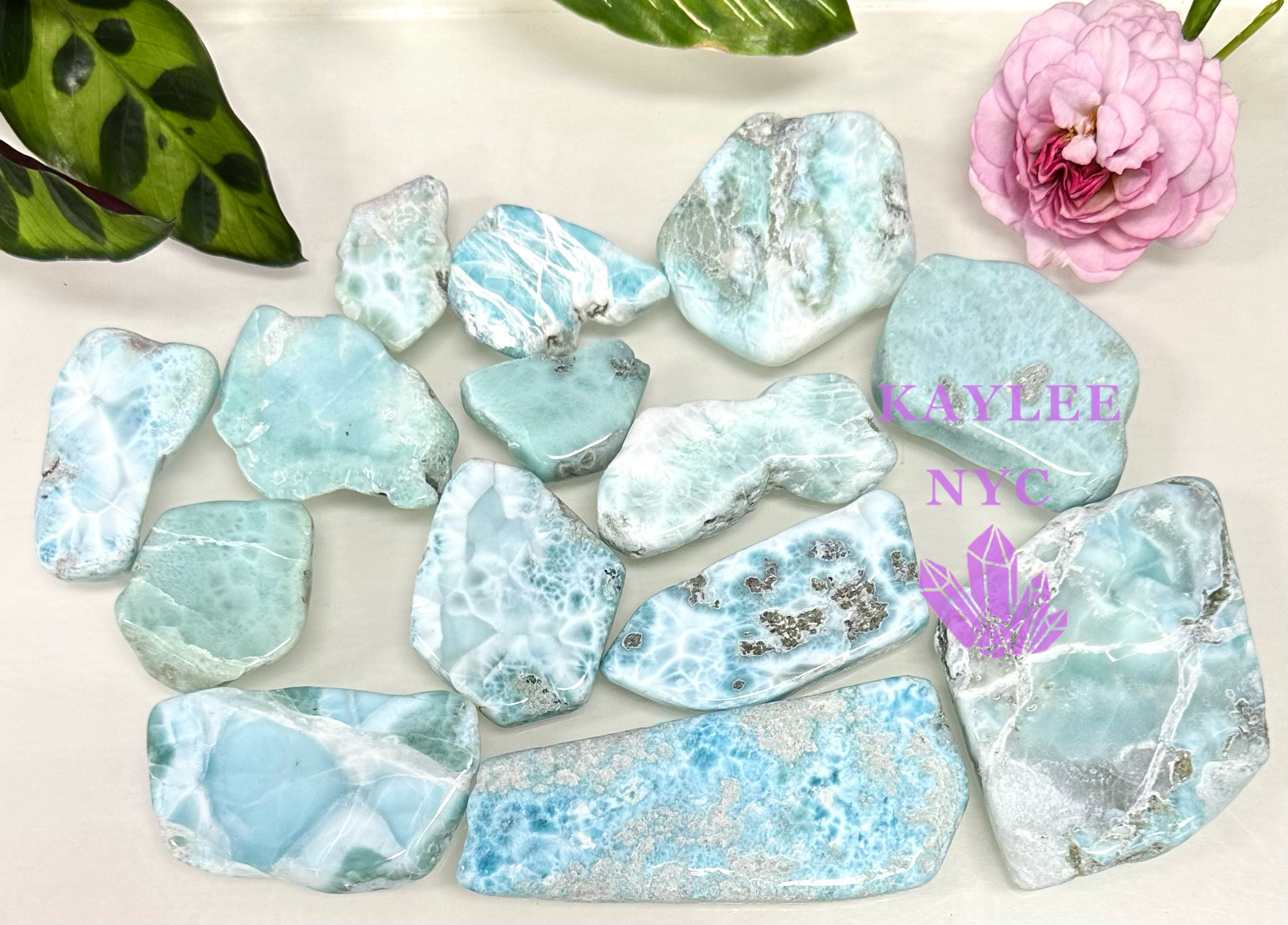 KayleeNYC - Wholesale Spiritual Stone/Crystal - Wholesale Lot 1 lb Natural Larimar Polished Slabs Crystal1