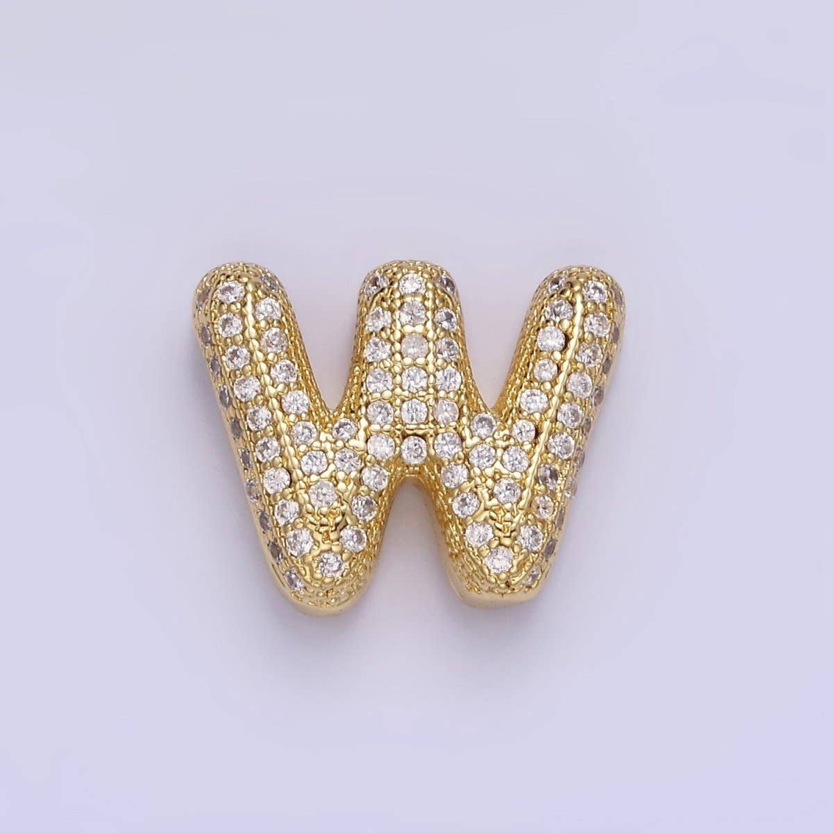Aim Eternal – wholesale Individual charm/pendant – 14K Gold Filled 15mm Micro Paved Balloon Bubble Initial Letter Pendant | A1171-A118322