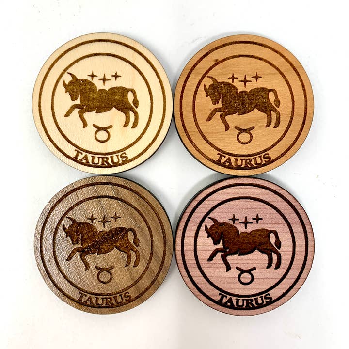 Imán de madera para nevera con signo de estrella de Astrología Tauro para venta al por mayor de Insert Brand Here Shop