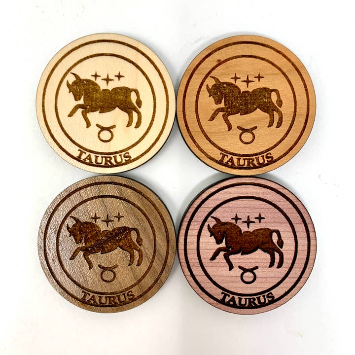 Imán de madera para nevera con signo de estrella de Astrología Tauro para venta al por mayor de Insert Brand Here Shop