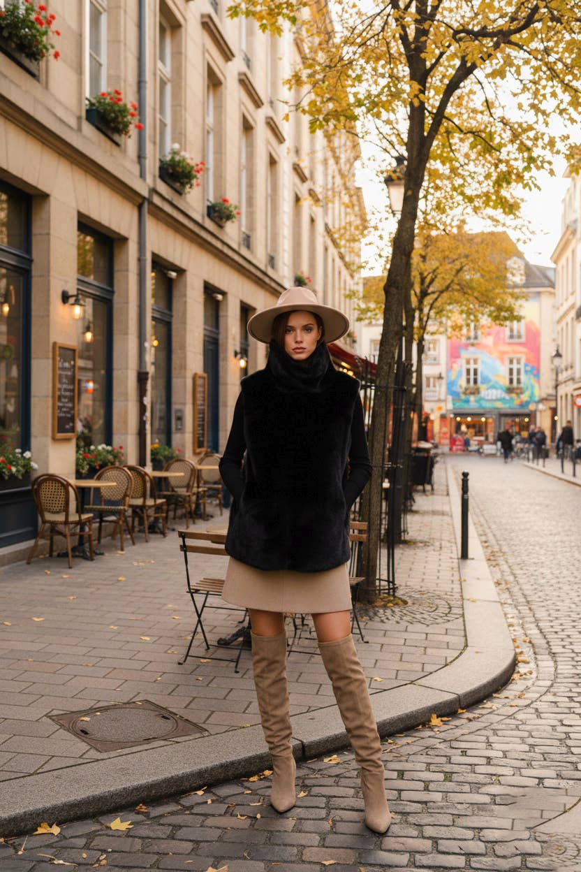 MOOYA - Wholesale Outerwear Vest - Women's - Faux fur sleeveless vest - DD0063