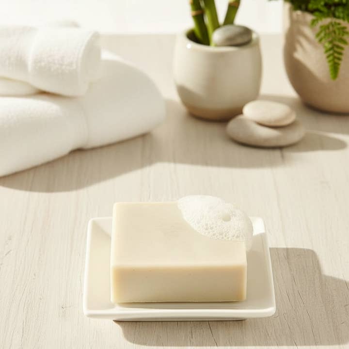 Basil & Sweet Mint Goat Milk Soap Bar with Soap Saver Bag for wholesale by Flora Farmhouse Fresh