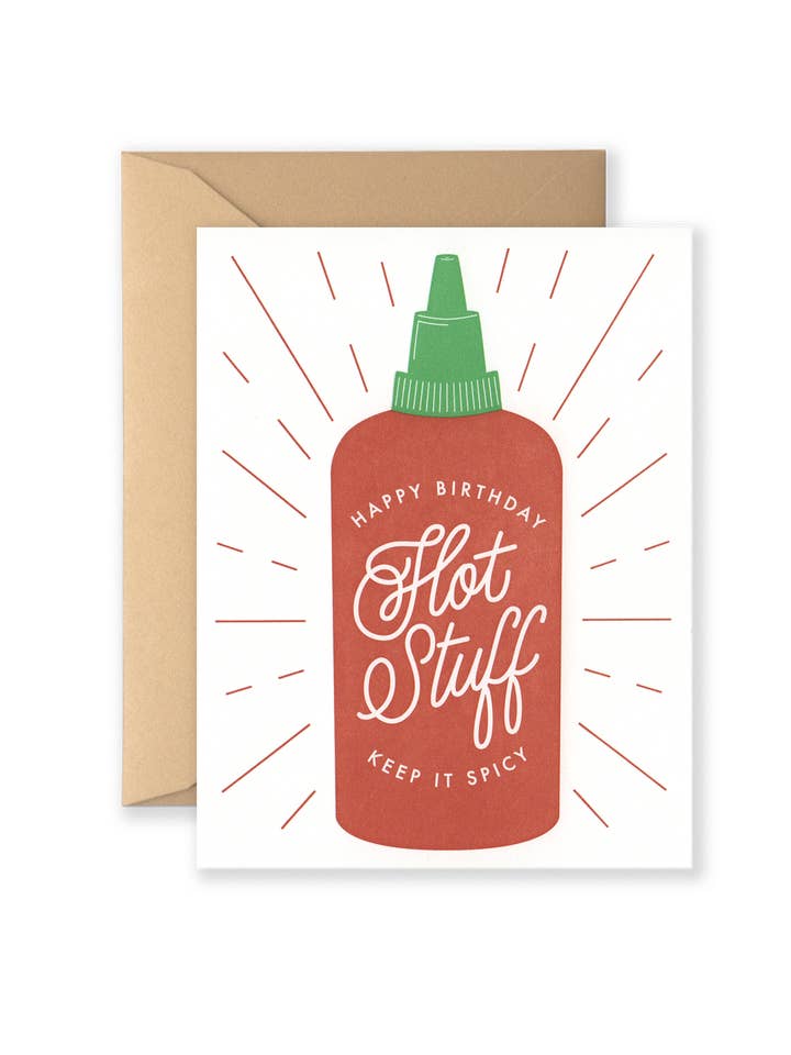 Happy Birthday Hot Stuff Greeting Card for wholesale by Lionheart Prints
