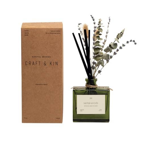 Craft & Kin - Wholesale Reed Diffuser - Green Glass Reed Diffuser with Flowers26