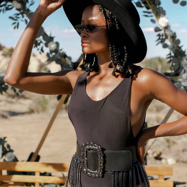 CLEO GUNMETAL MULTI CHAIN BELT for wholesale by BORN TO ROAM