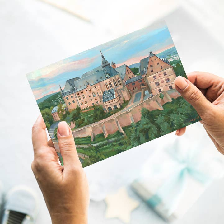 Atelier No.1 - Wholesale Postcard - Postcard, DIN A6, landscape, oil painting, Marburg, castle1