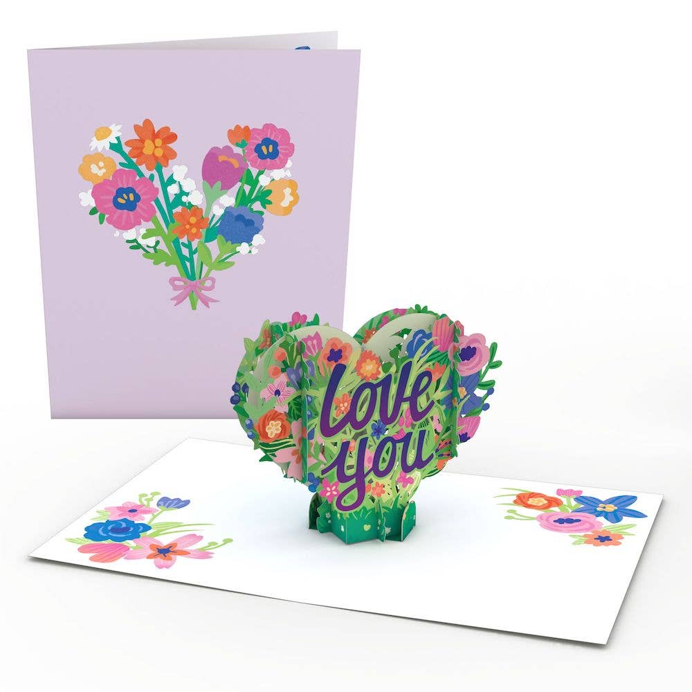 Lovepop Cards - Wholesale Love Card - Love You Flower Heart Pop-Up Cards 4.5x5.9''2