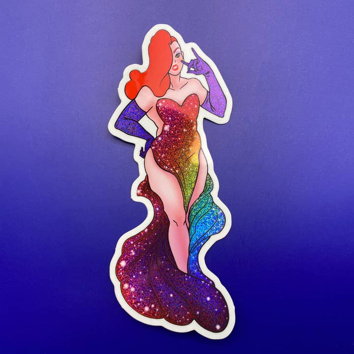 Red Queen - Glitter Rainbow Dress - Vinyl Sticker for wholesale by Live Flashy or Die